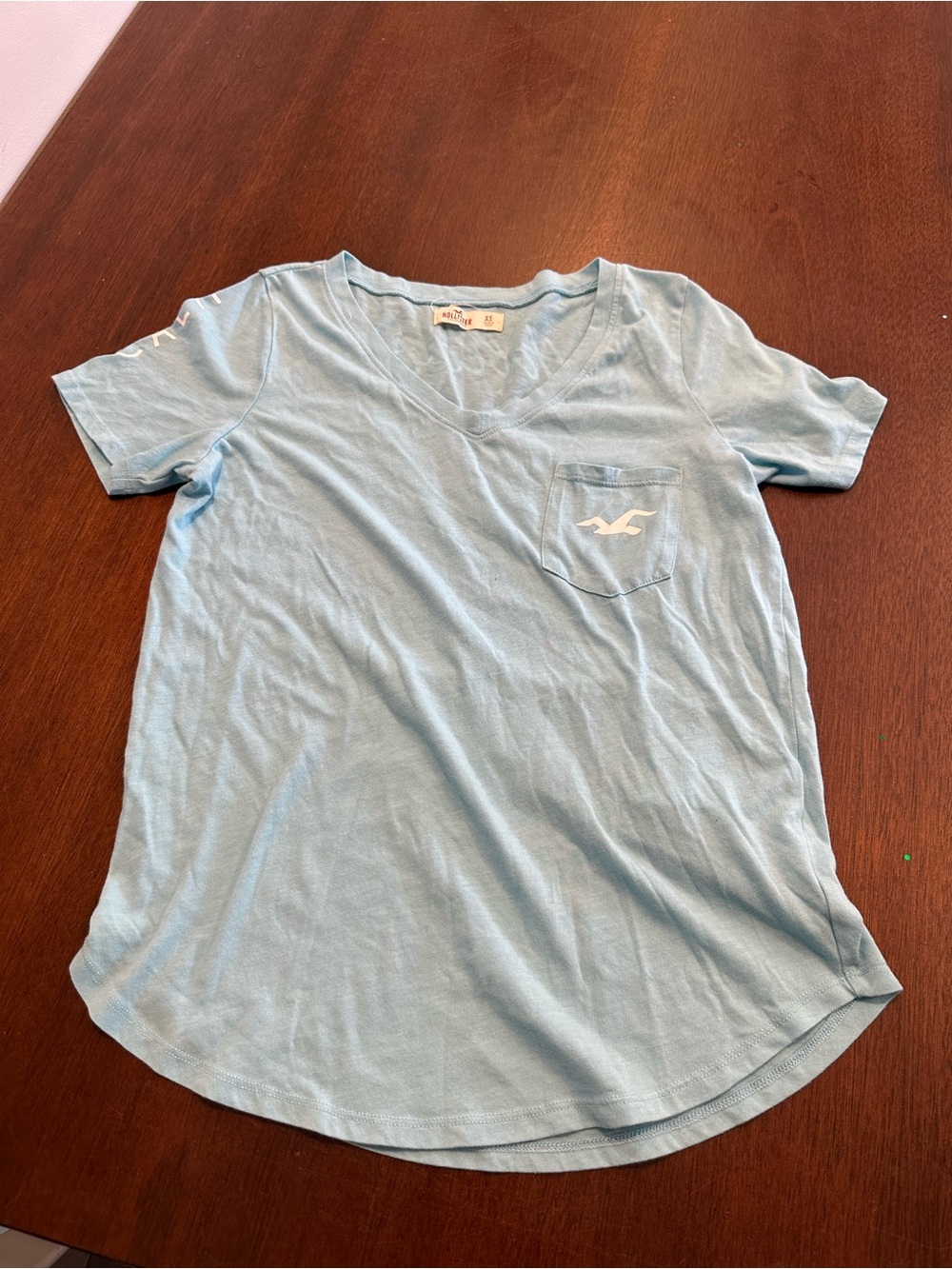 Hollister Light Blue V-Neck Pocket Tee